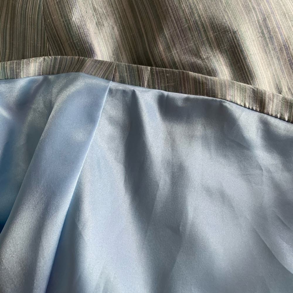 Jenny Yoo Silk Seafoam Green & Blue Midi Dress 10 - Picture 6 of 8